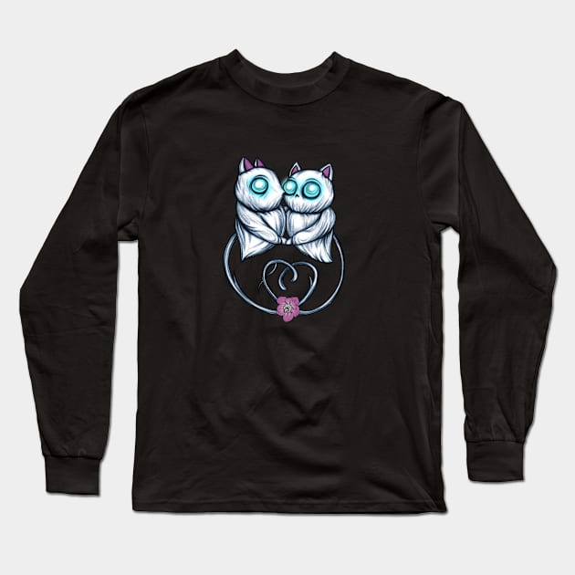 Cute Cat Ghost Lovers Long Sleeve T-Shirt by shaireproductions